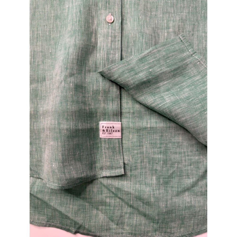 Frank & Eileen Mary Shirt Dress XXS Green 100% Linen Button Front Coastal NWOT - Picture 10 of 12